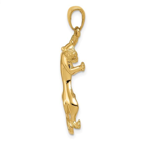 14k Yellow Gold Solid Polished Panther Pendant, 15 x 35mm